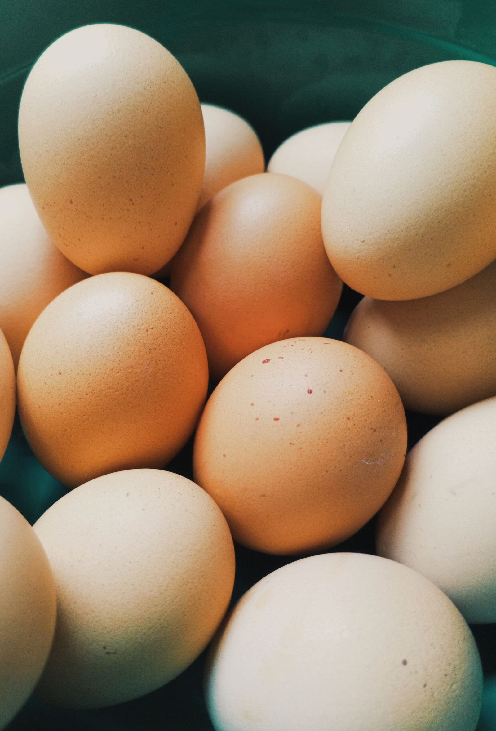 Close-up of fresh brown eggs in a bowl